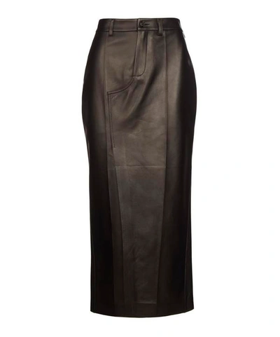 Marni Leather Pencil Skirt In Black