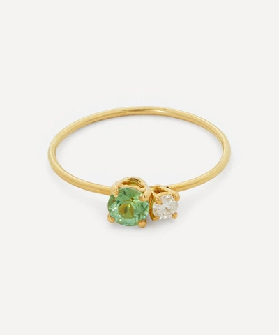 Atelier Vm 18ct Gold Principesca Diamond And Green Tourmaline Ring