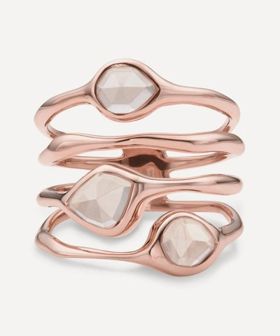 MONICA VINADER MONICA VINADER ROSE GOLD PLATED VERMEIL SILVER SIREN ROSE QUARTZ CLUSTER COCKTAIL RING,000705999