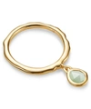 Monica Vinader Gold Plated Vermeil Silver Siren Chrysoprase Charm Ring In Gold Vermeil
