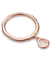 Monica Vinader Rose Gold Plated Vermeil Silver Siren Rose Quartz Charm Ring In Rose Gold Vermeil