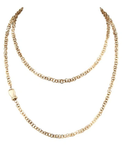 Kojis Gold Hand Clasp Long Chain Necklace