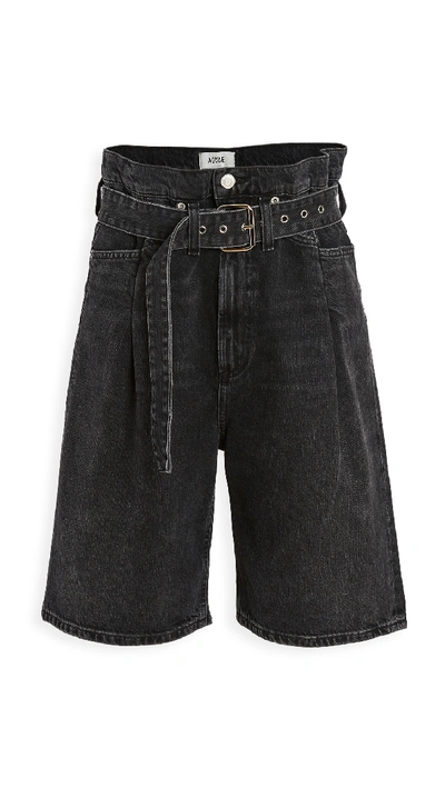 Agolde Reworked '90s Belted Denim Jeans In Pave In Black