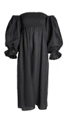 Sleeper + Net Sustain Atlanta Off-the-shoulder Shirred Linen Midi Dress In Black