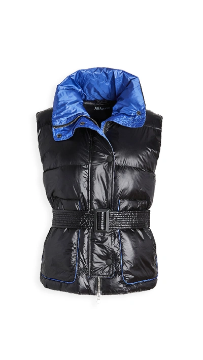 All Access Pitch Puffer Vest In Blk With Royal Trim