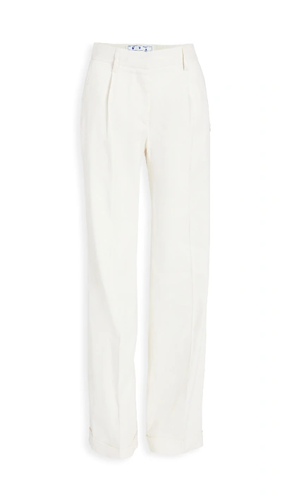 Off-white Linen Formal Trousers In Ivory In White