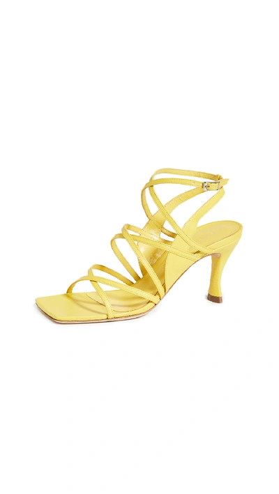 By Far Christina Pedestal-heel Gladiator Sandals In Yellow