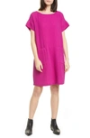 Eileen Fisher Short Sleeve Organic Cotton Shift Dress In Cerse