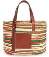 LOEWE PAULA'S IBIZA STRIPED RAFFIA BASKET BAG,LOE83RBRRED