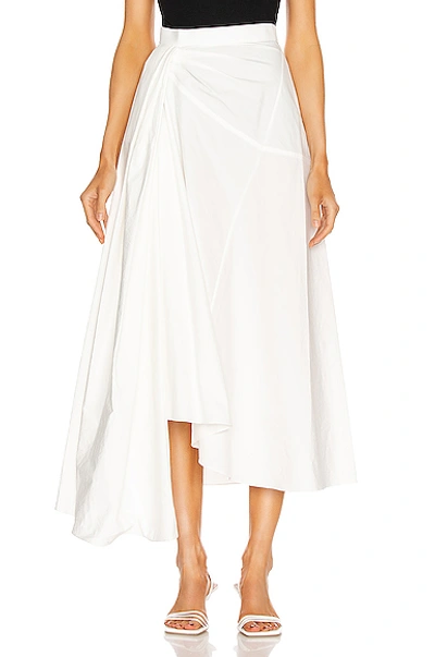 Rosie Assoulin Asymmetric Cotton-poplin Midi Skirt In White