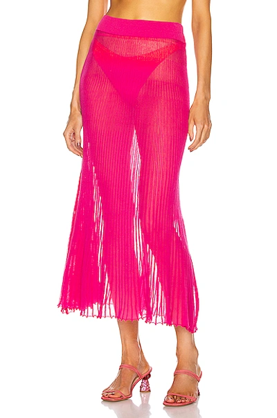 Jacquemus Helado Pleated Knitted Skirt In Pink