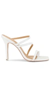 Black Suede Studio Cindy Strappy Stiletto Slide Sandals In White Leather