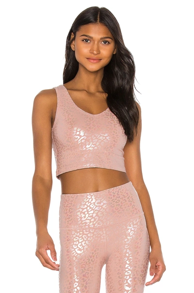 Beyond Yoga Shiny Leopard Cropped Tank - Tinted Rose Iridescent Clear Leopard In Tinted Rose & Iridescent Clear Leopard
