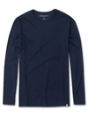 Derek Rose Basel Long-sleeved Stretch-cotton Top In Navy