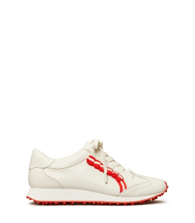Tory Sport Golf Ruffle Trainers In Snow White/red