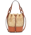 Loewe 'paula's Ibiza Balloon' Leather Frame Raffia Crossbody Bag In Beige