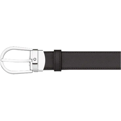 Montblanc Horseshoe Buckle Black/brown 30 Mm Reversible Leather Belt In Black / Brown