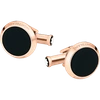 Montblanc Onyx-inlay Round Rose Golden Cufflinks In Black