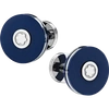 Montblanc Cufflinks, Round In Stainless Steel With Blue Resin In Blue