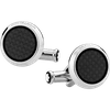 Montblanc Cufflinks, Round In Stainless Steel With Carbon-patterned Inlay In Silver