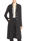 St John Milano Pique Fit And Flare Topper Coat In Caviar