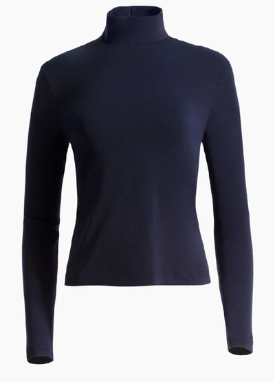 St John Long Sleeve T-neck Shell In Navy