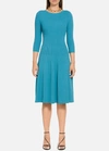 ST JOHN ENGINEERED RIB KNIT DRESS