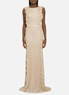 ST JOHN RUFFLED OTTOMAN SHIMMER KNIT GOWN
