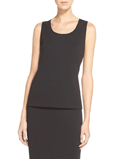 St John Scoop-neck Milano Knit Contour Tank In Black