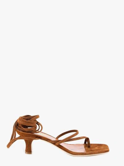 Paris Texas 45mm Suede Toe Ring Lace-up Sandals In Brown