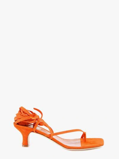 Paris Texas 45mm Suede Toe Ring Lace-up Sandals In Orange