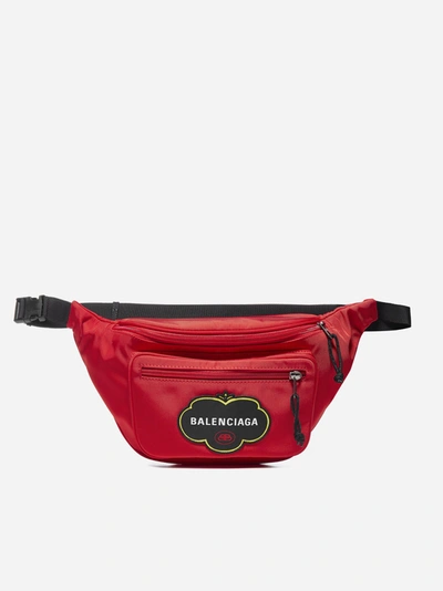 Balenciaga Explorer Logo-appliquéd Nylon Belt Bag In Red