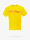 Aries No Problemo Print Yellow Cotton T-shirt In Yellow
