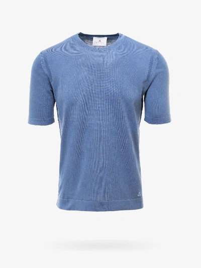 Peuterey Fine-knit Short-sleeve T-shirt In Blue