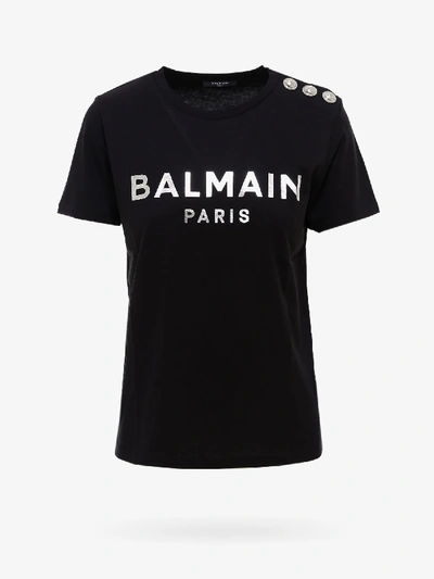 Balmain Black And Silver Cotton T-shirt