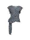 MAX STUDIO FLORAL PEPLUM TIE TOP,0400012419943