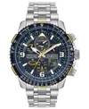 Citizen Eco-drive Men's Analog-digital Promaster Blue Angels Skyhawk A-t Stainless Steel Bracelet Watch 46mm In Silver