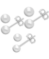 Essentials 3-pc. Set Silver Plated Ball Stud Earrings In Silver