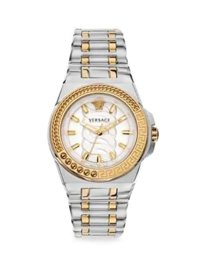 Versace Chain Reaction Two-tone Bracelet Watch In Gold Silver
