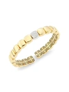 ALBERTO MILANI Via Senato 18K Gold & Diamond Square-Link Bangle Bracelet