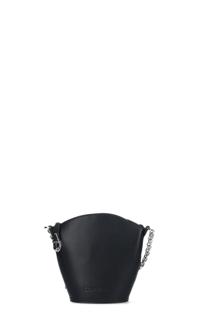 Calvin Klein Small Logo Bucket Bag In Black