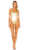 Norma Kamali X Revolve Marissa One Piece In Metallic Gold