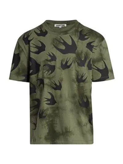 Mcq By Alexander Mcqueen Two-tone Military Graphic T-shirt In Military Khaki