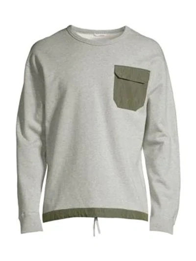 Reigning Champ Patch Pocket Crewneck Sweater In Grey Sage