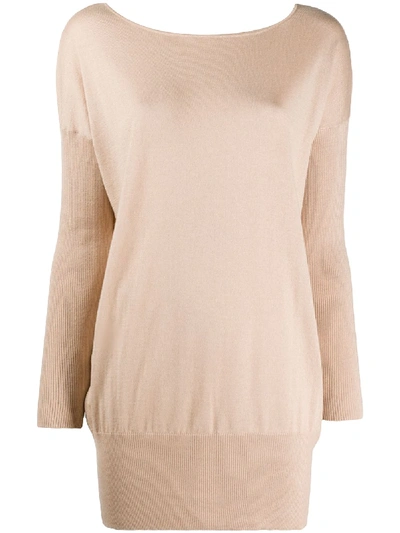 Snobby Sheep Fine Knit Long Top In Neutrals