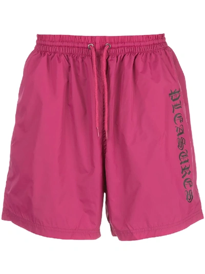 Pleasures Logo Print Track Shorts In Pink