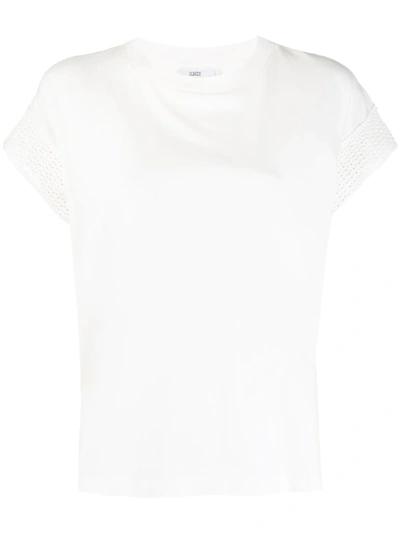 Closed Knitted Trim Crew Neck T-shirt In White