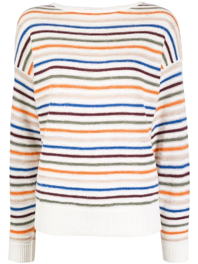 Closed Lightweight Striped-print Jumper In White