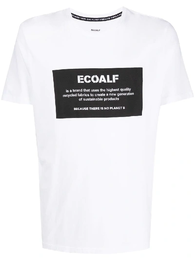 Ecoalf Contrast Square Logo T-shirt In White