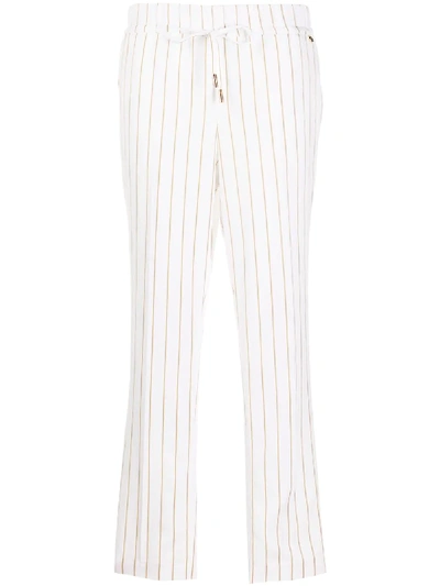 Liu •jo High-rise Tapered Pinstriped Trousers In White